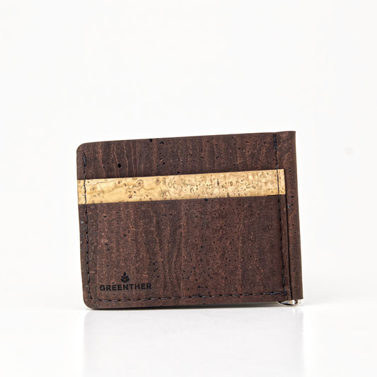 Slim Cork Wallet – Money Clip – Brown