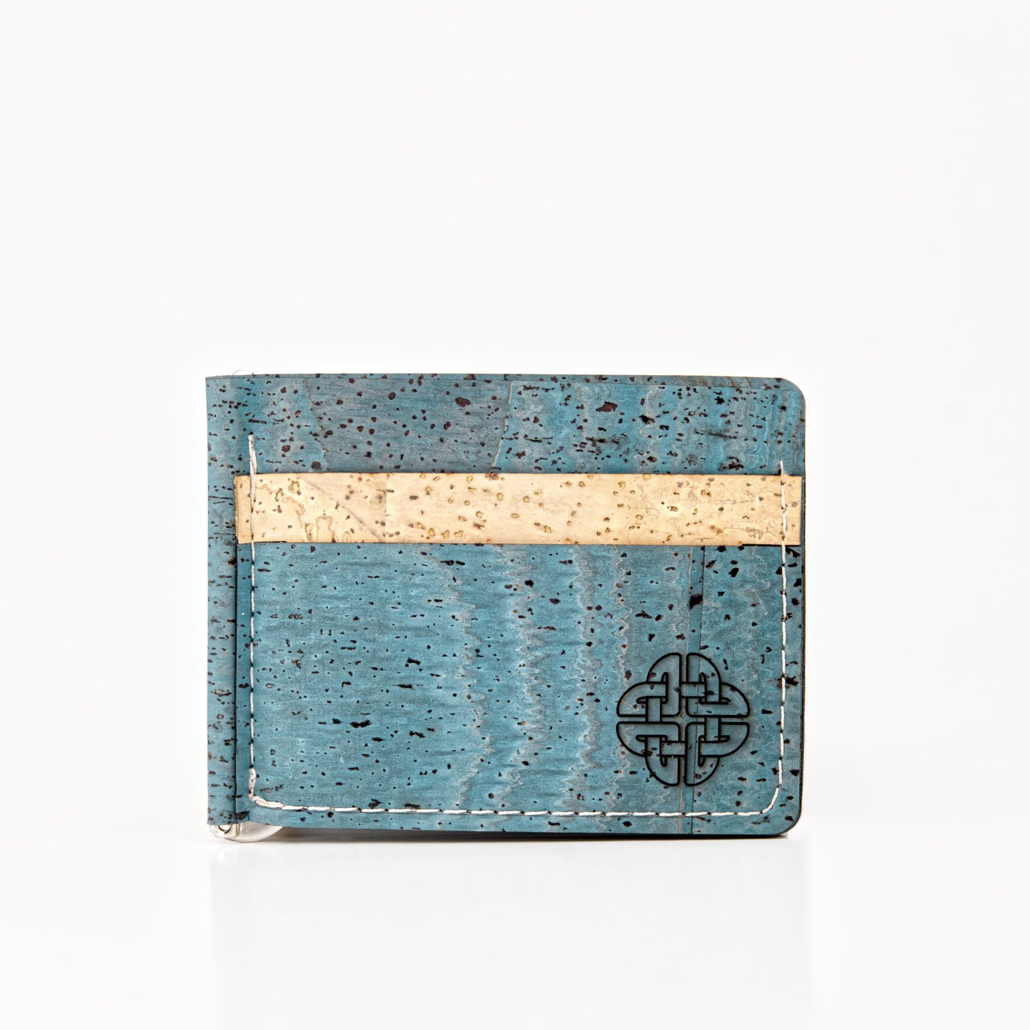Slim Cork Wallet – Money Clip – Turquoise
