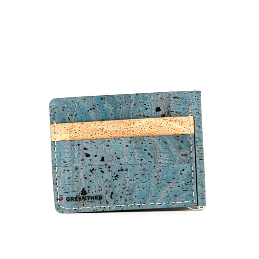 Slim Cork Wallet – Money Clip – Turquoise