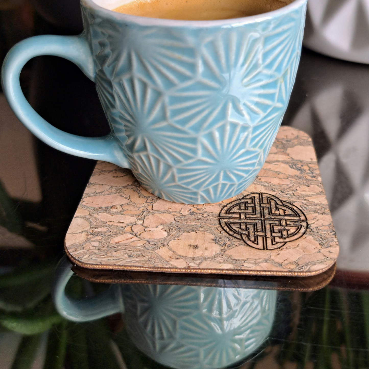 Cork Coaster, Personalized cork drink coasters, Celtic design