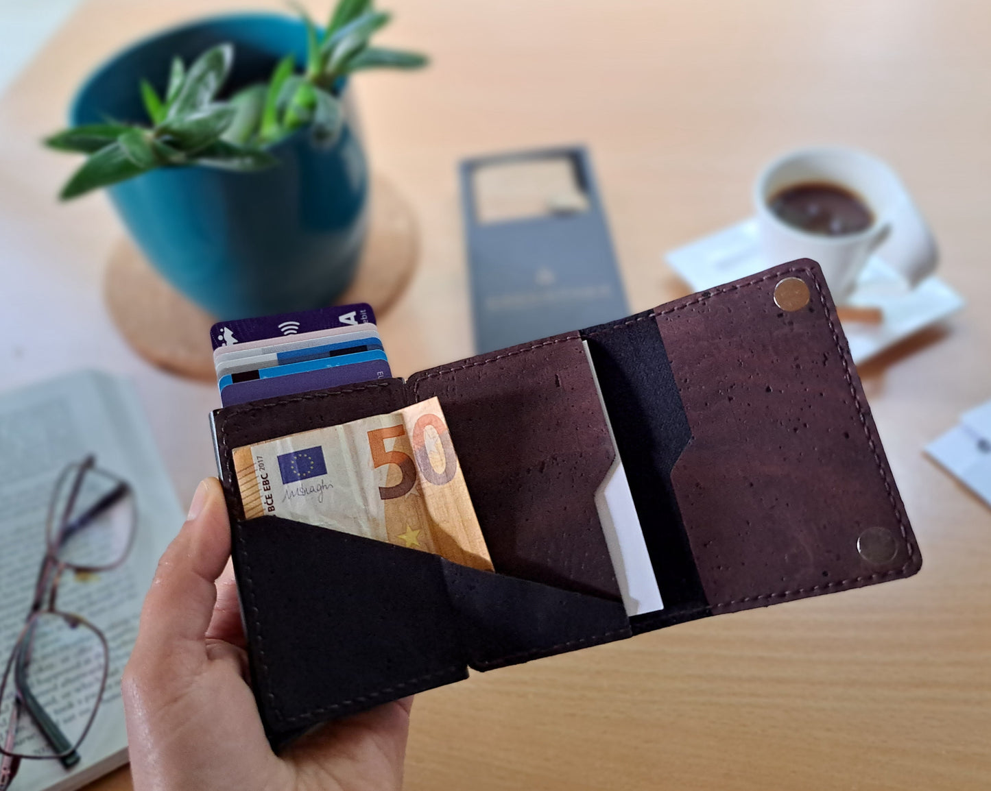 Personalized Brown Cork RFID wallet