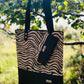 Zebra and black cork leather tote shoulder bag