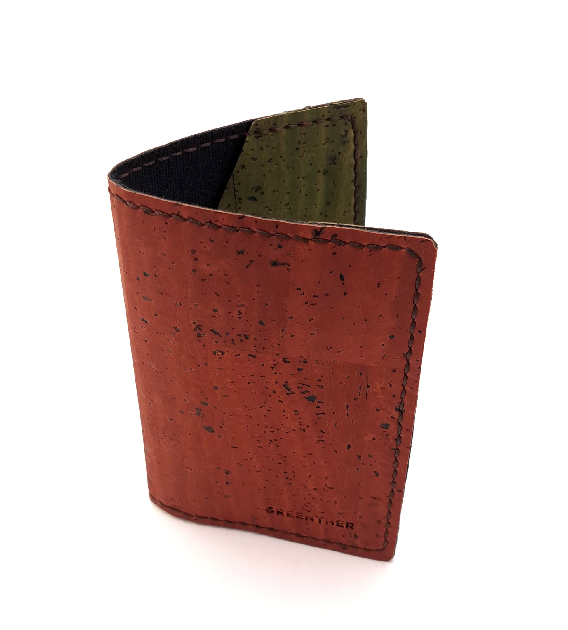 Slim Cork Leather Business Card Holder red