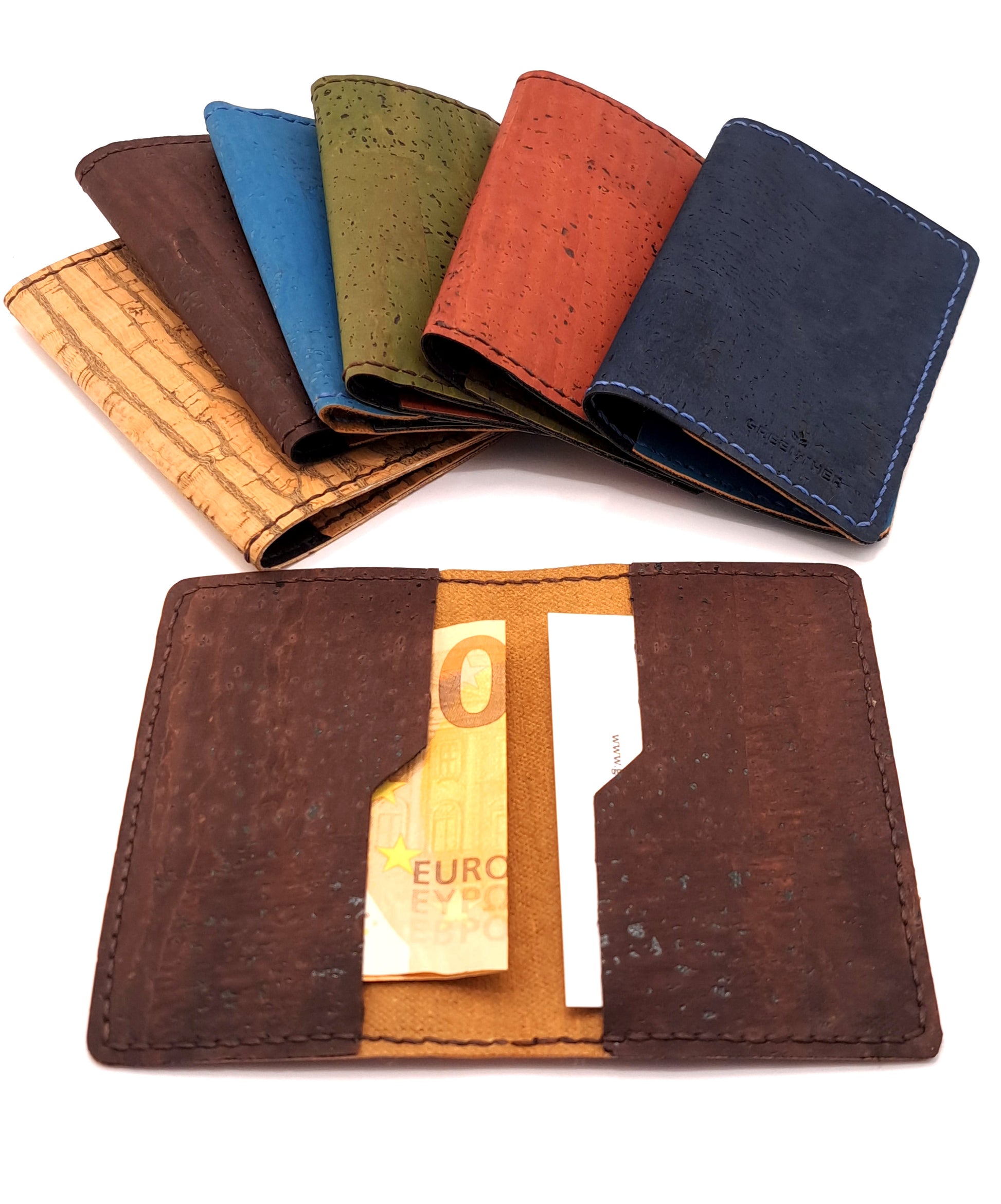 Slim Cork Leather Business Card Holder inside