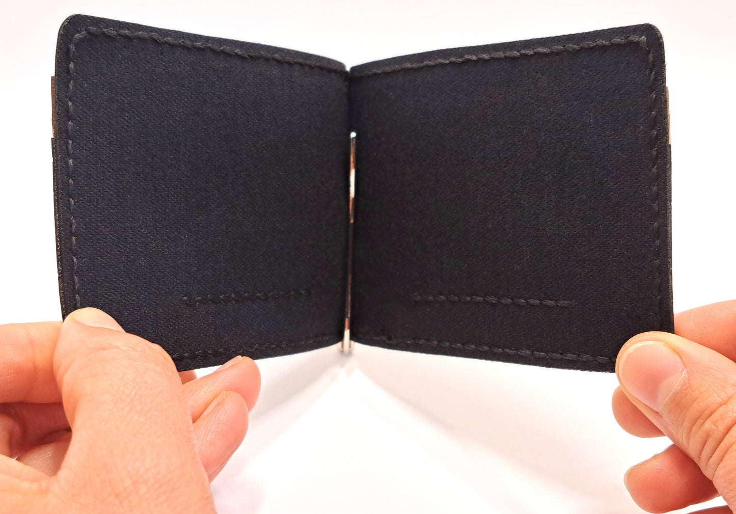 cork wallet, money clip cork slim wallet open