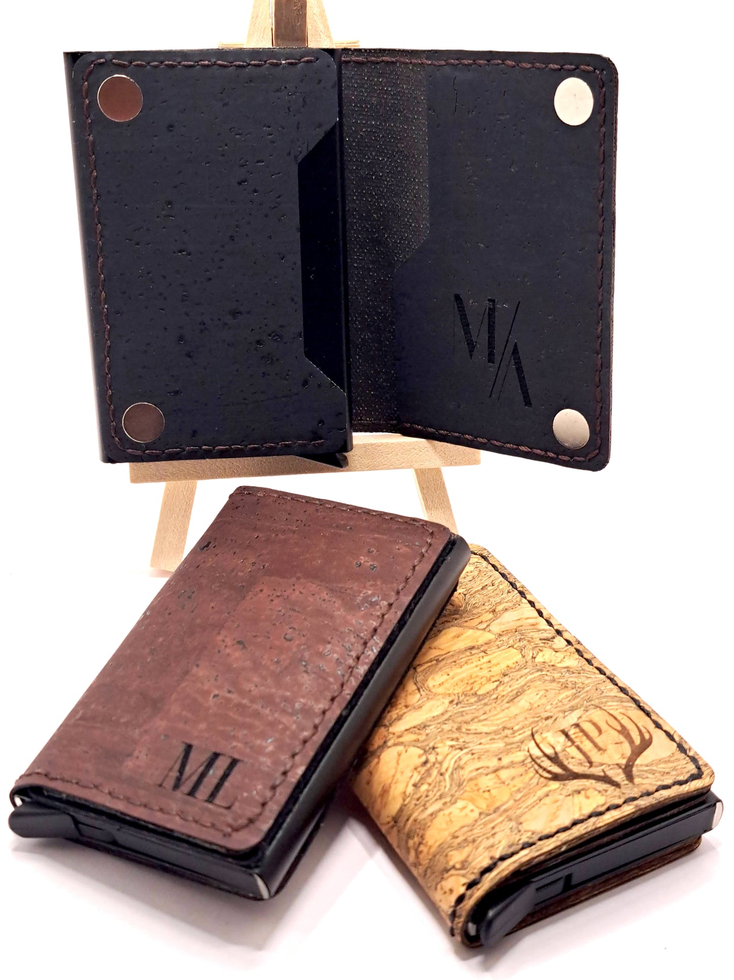 Personalized Navy Cork RFID Wallet